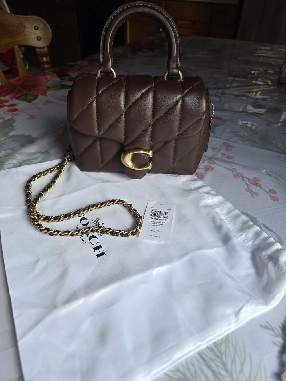 Coach Quilted Leather Top-Handle Crossbody Bag in Maple